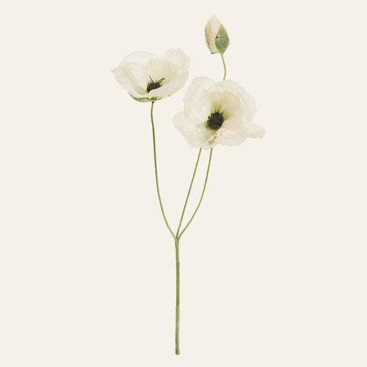 The Provence Poppy Stem, 18" Faux White Poppy