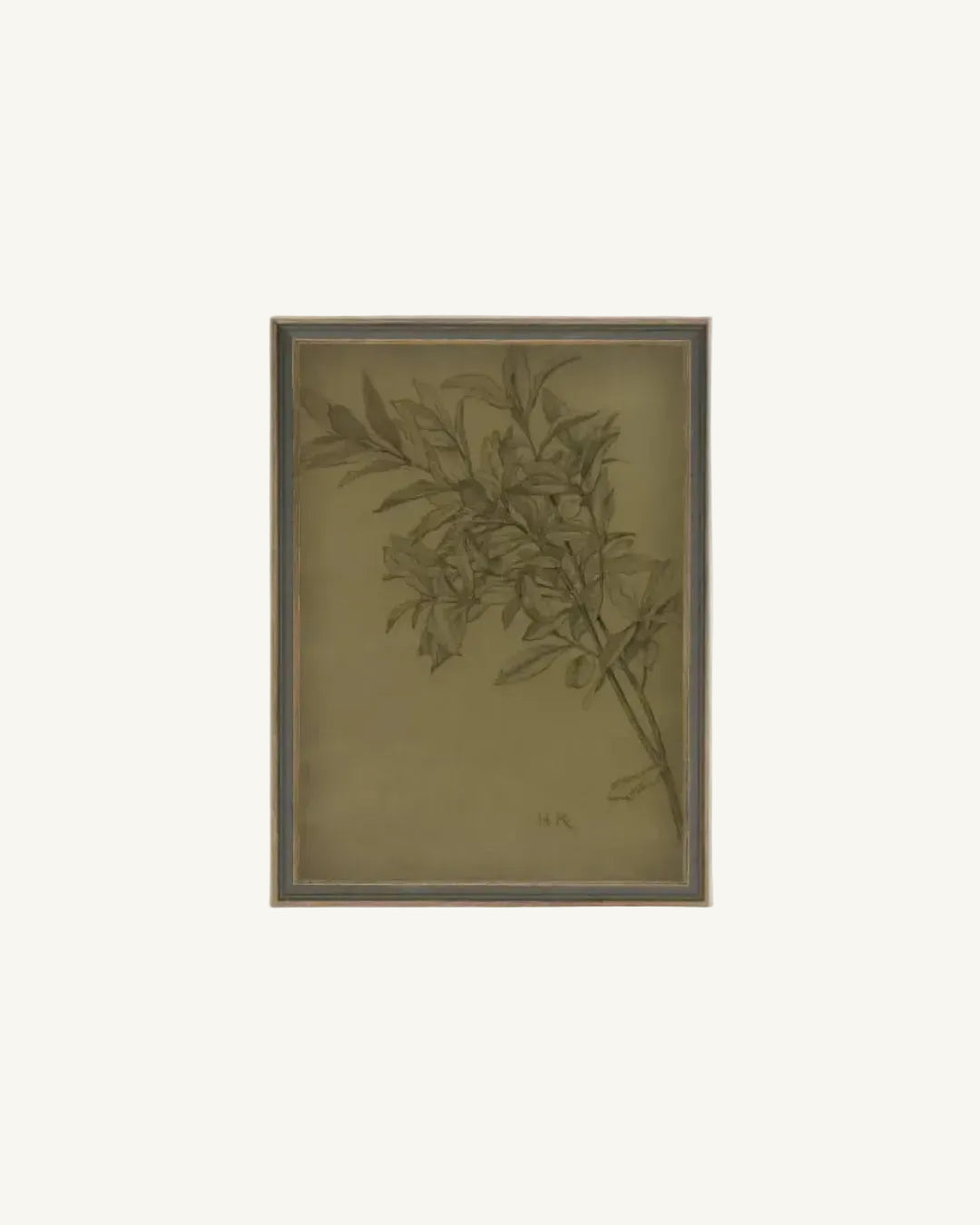 Leaves On Green Framed Antique Art