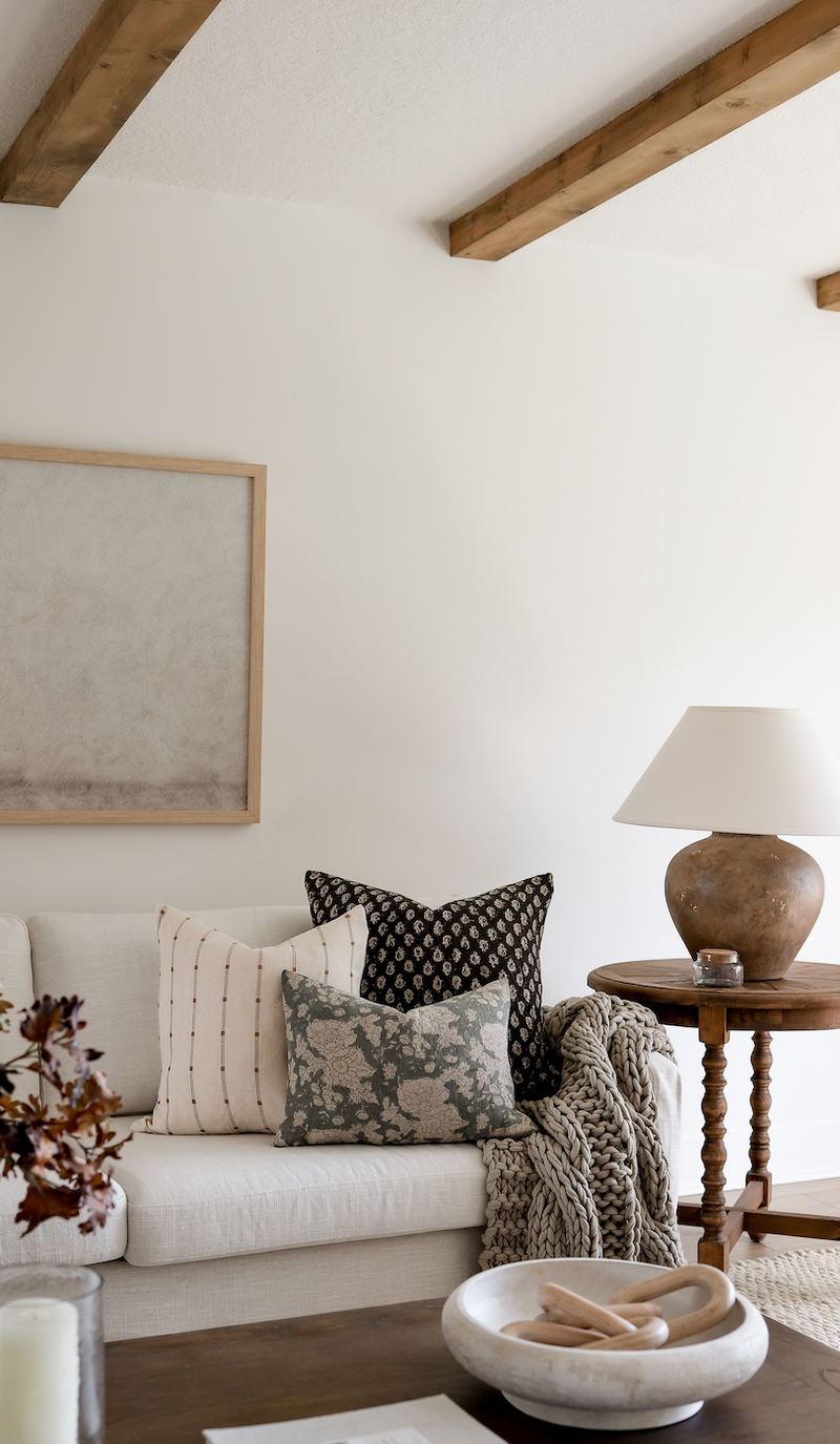 The Nellie Lumbar Pillow Cover, Blue-Green Floral Linen