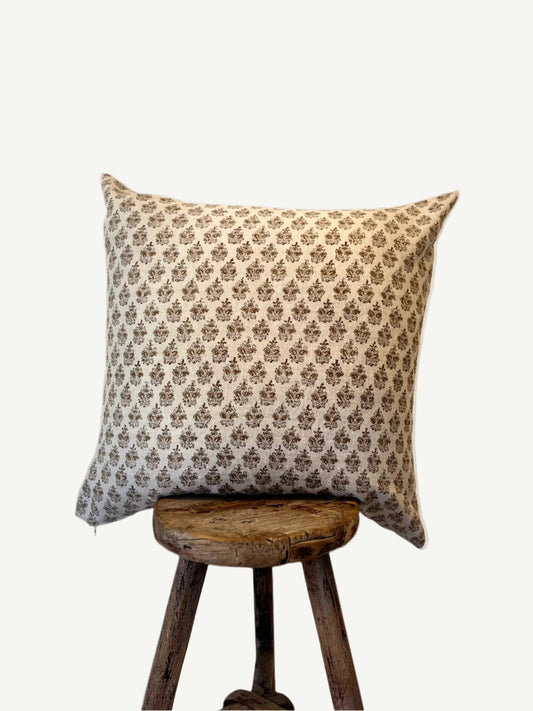 Natural Floral Block Print Pillow