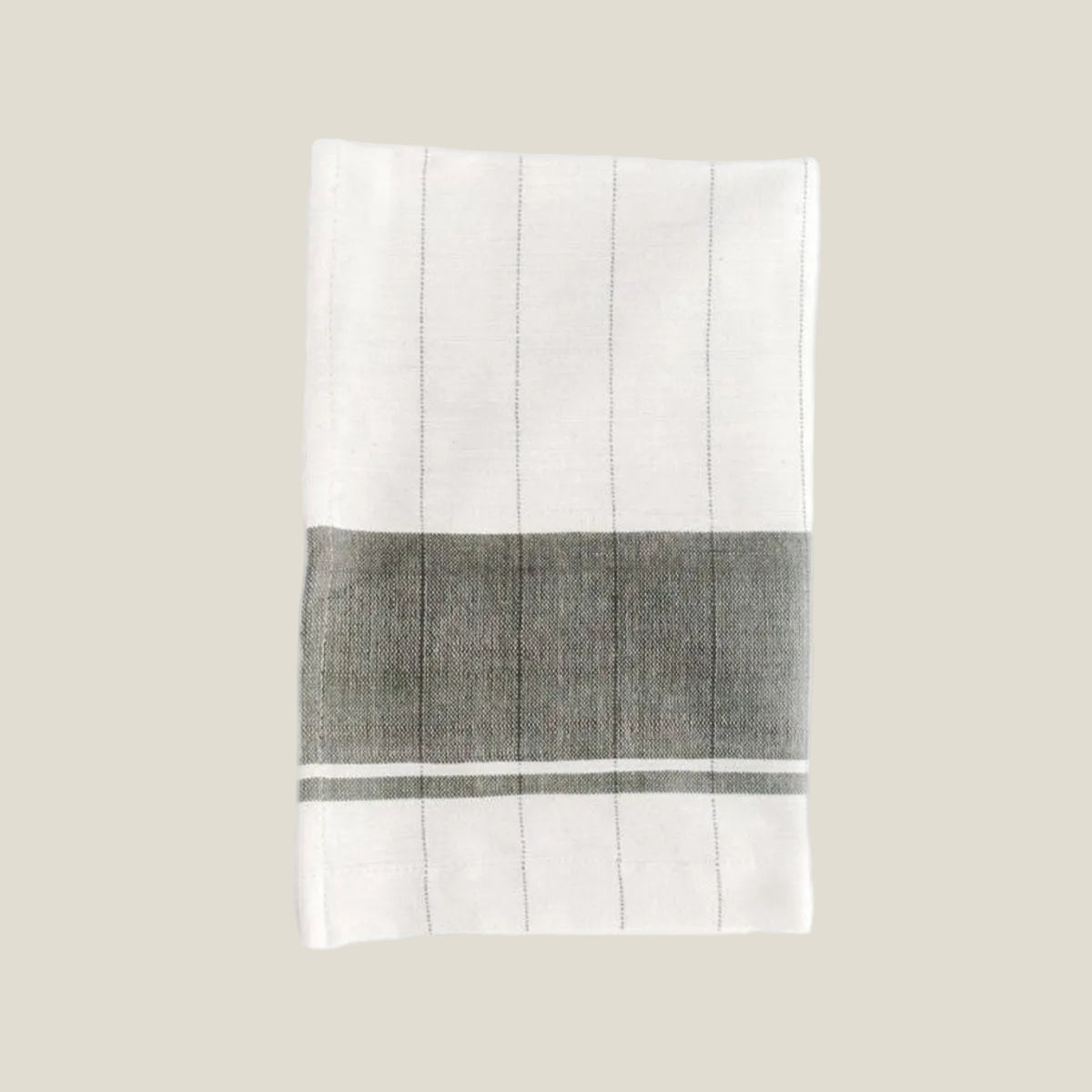 The Chelsea Tea Towel, Ivory with Stone Stripe