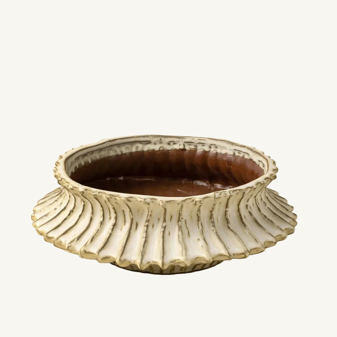 Stria Stoneware Low Vase