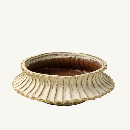 Stria Stoneware Low Vase