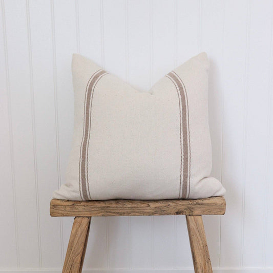 The Ojai Stripe Pillow Cover, Umber Woven Cotton