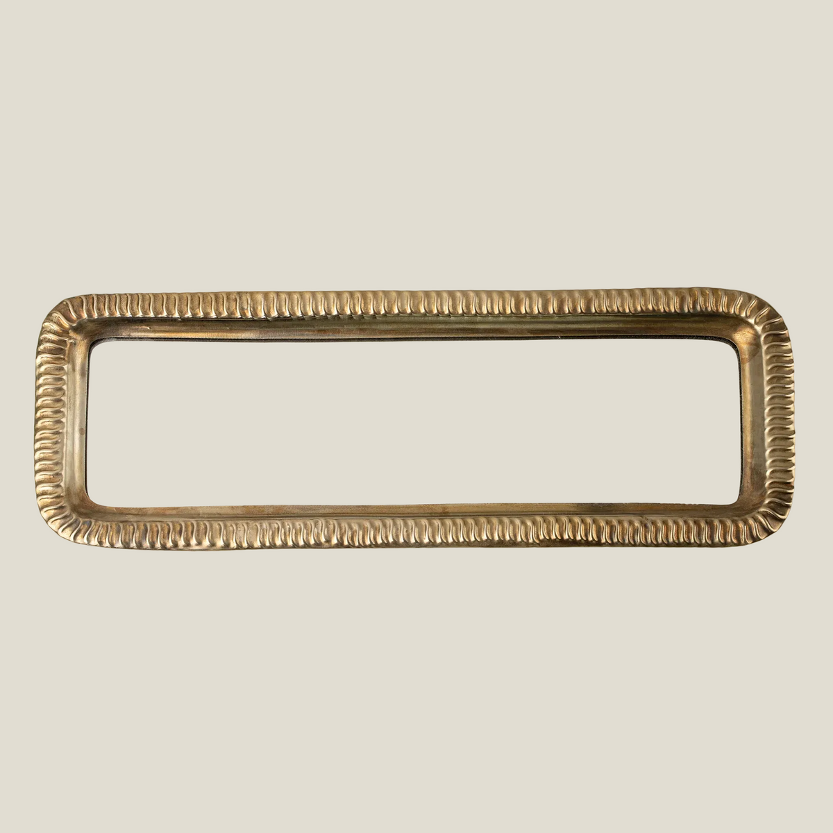 The Equinox Rectangular Mirror, Antiqued Brass Fluted Frame