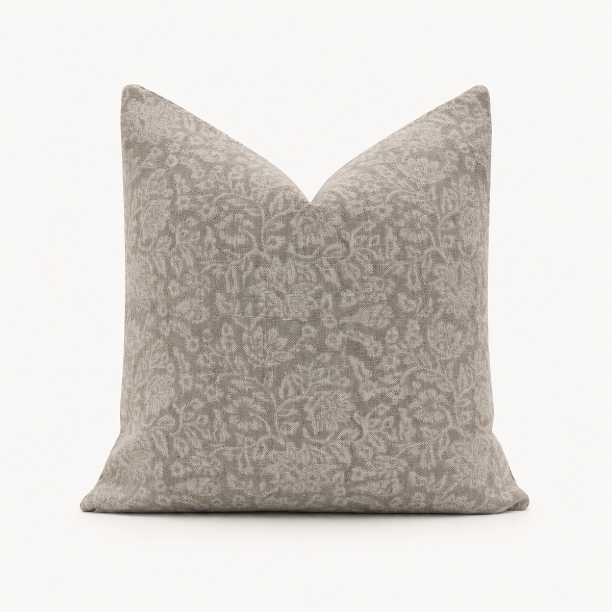 The Cotswold Lumbar Pillow Cover, Warm Gray Tonal Floral Linen