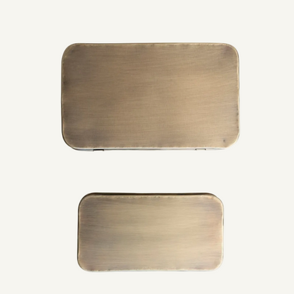 Antique Brass Lidded Boxes, Set of 2