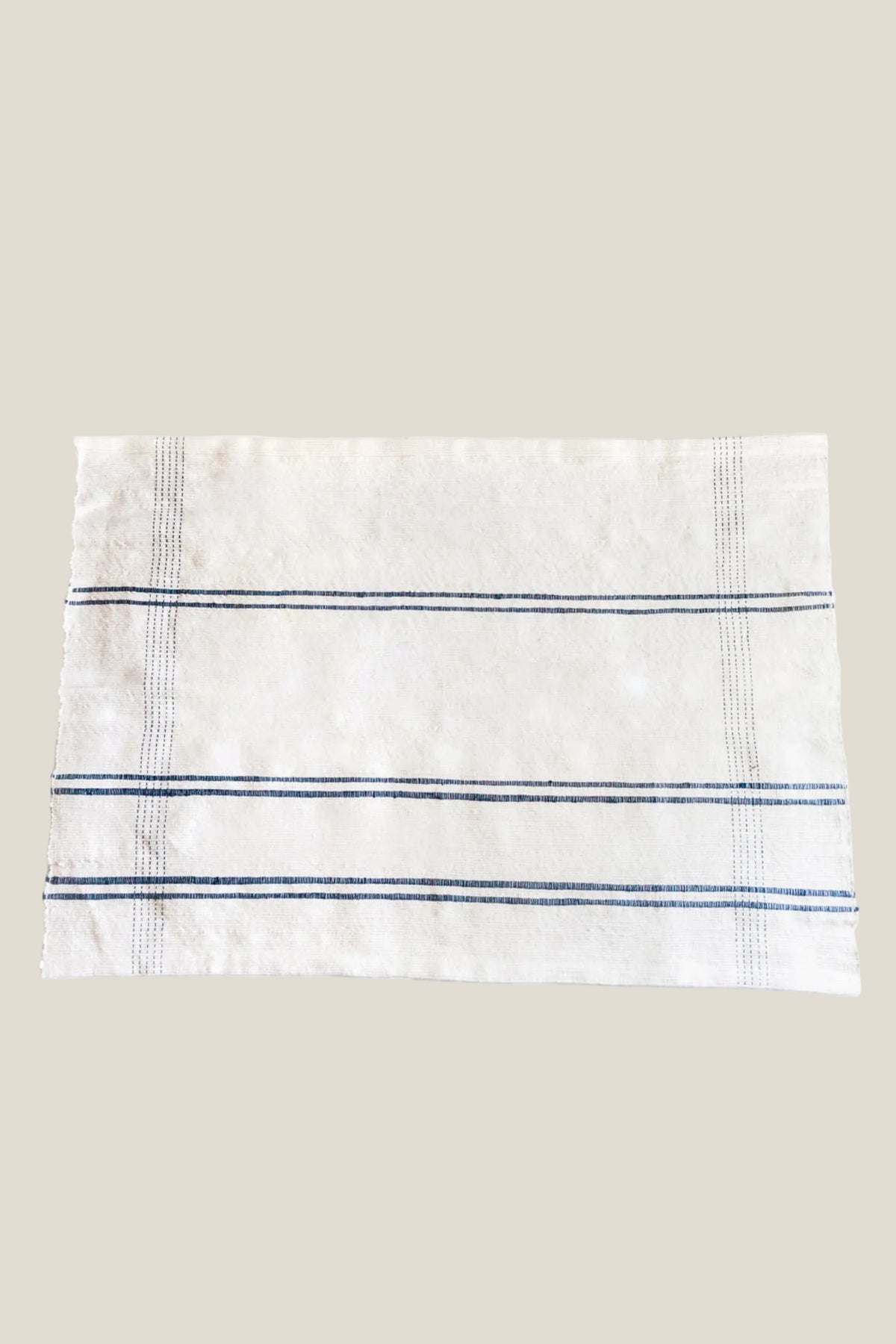 The Ribbons Bath Mat, Ivory with Navy Stripes, 24" x 36"