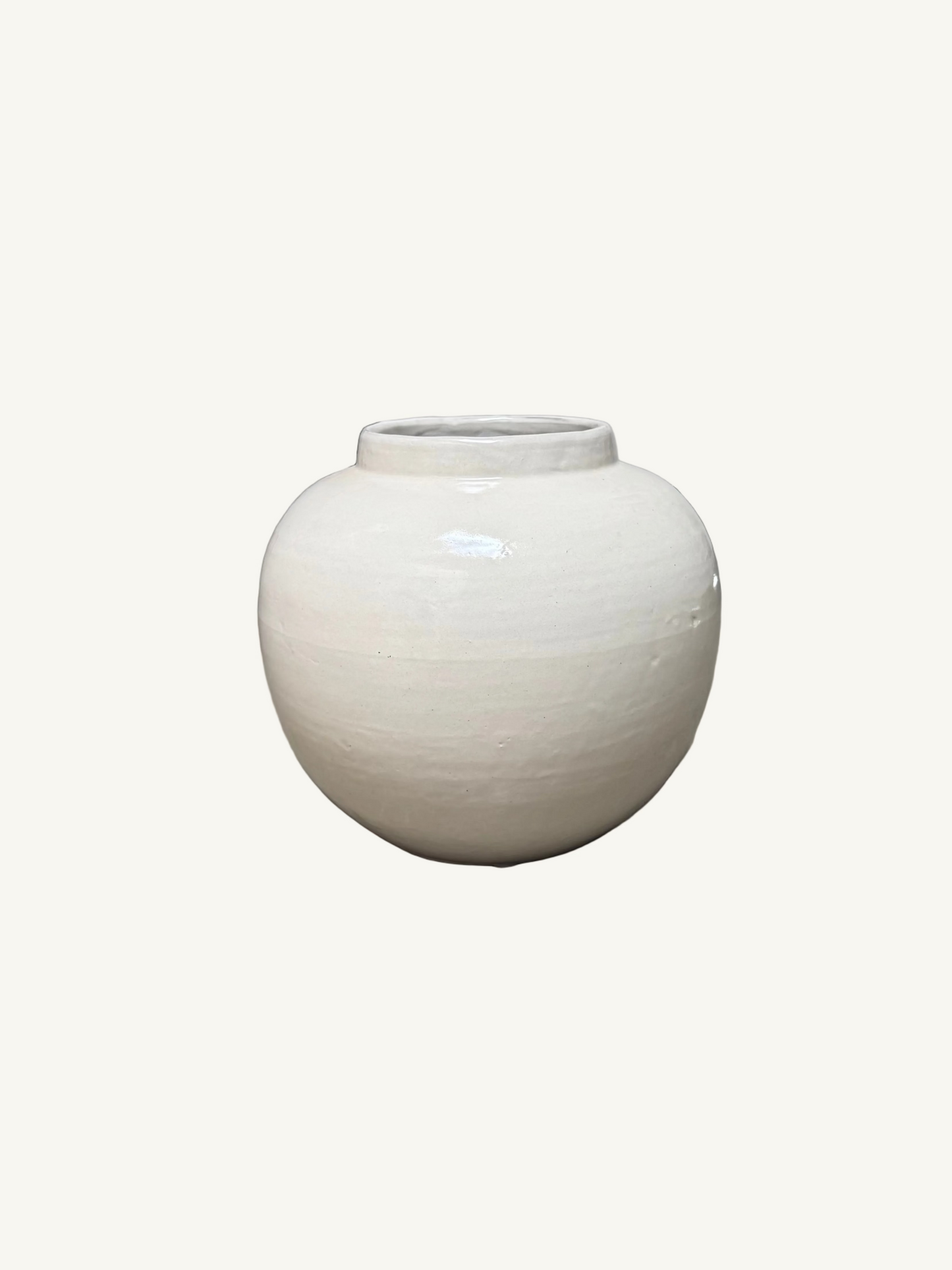 Off White Ceramic Jar L