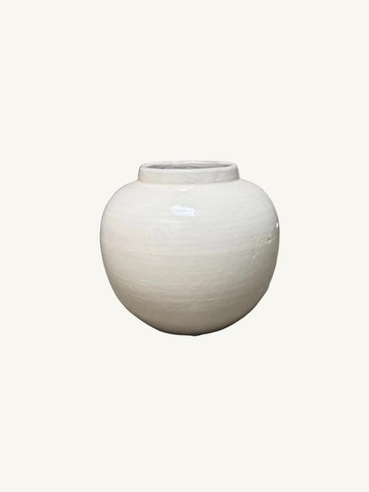 Off White Ceramic Jar L