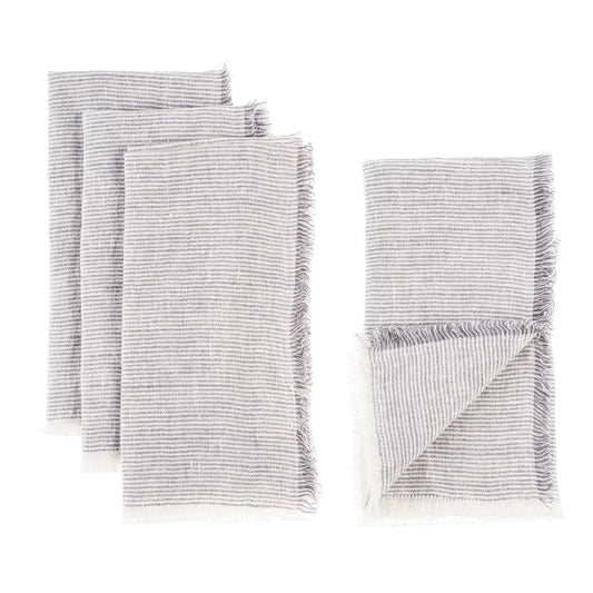 Grey Stripe Linen Napkin Set of 4