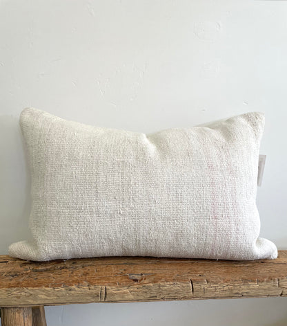 One of a Kind Pink Stripe Kilim Lumbar Pillow 16x26