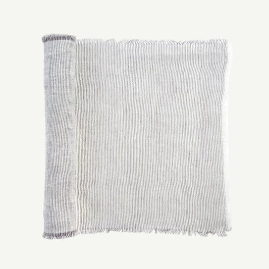 Grey Stripe Linen Table Runner