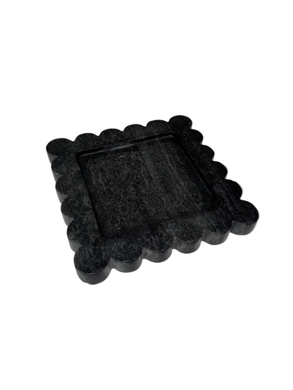 Black Marble Scalloped Tray