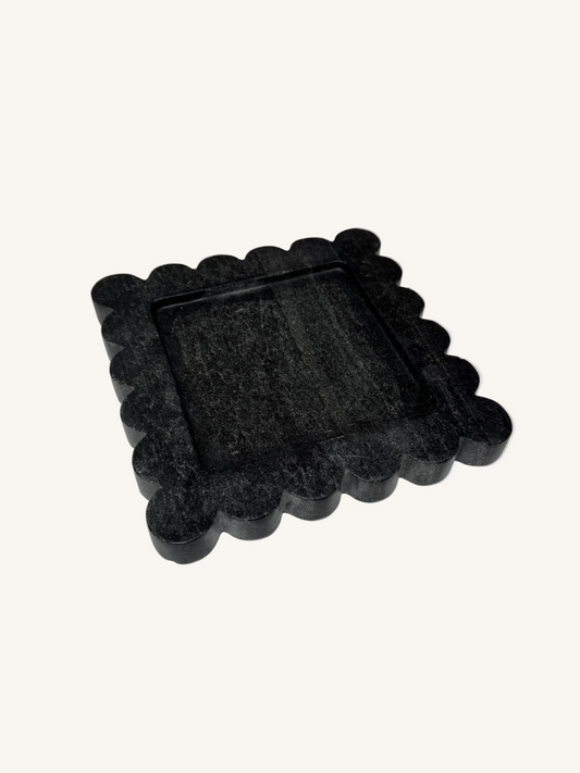Black Marble Scalloped Tray