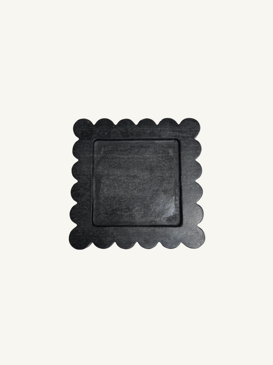 Black Marble Scalloped Tray