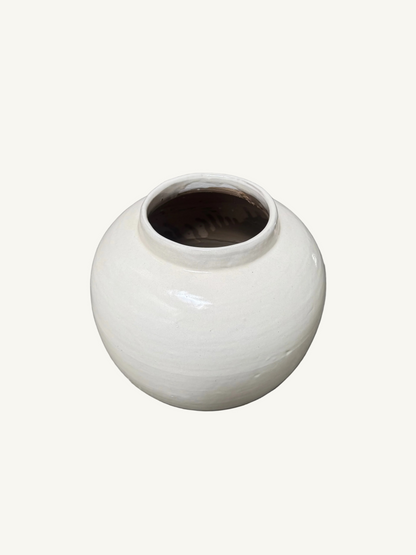 Off White Ceramic Jar L