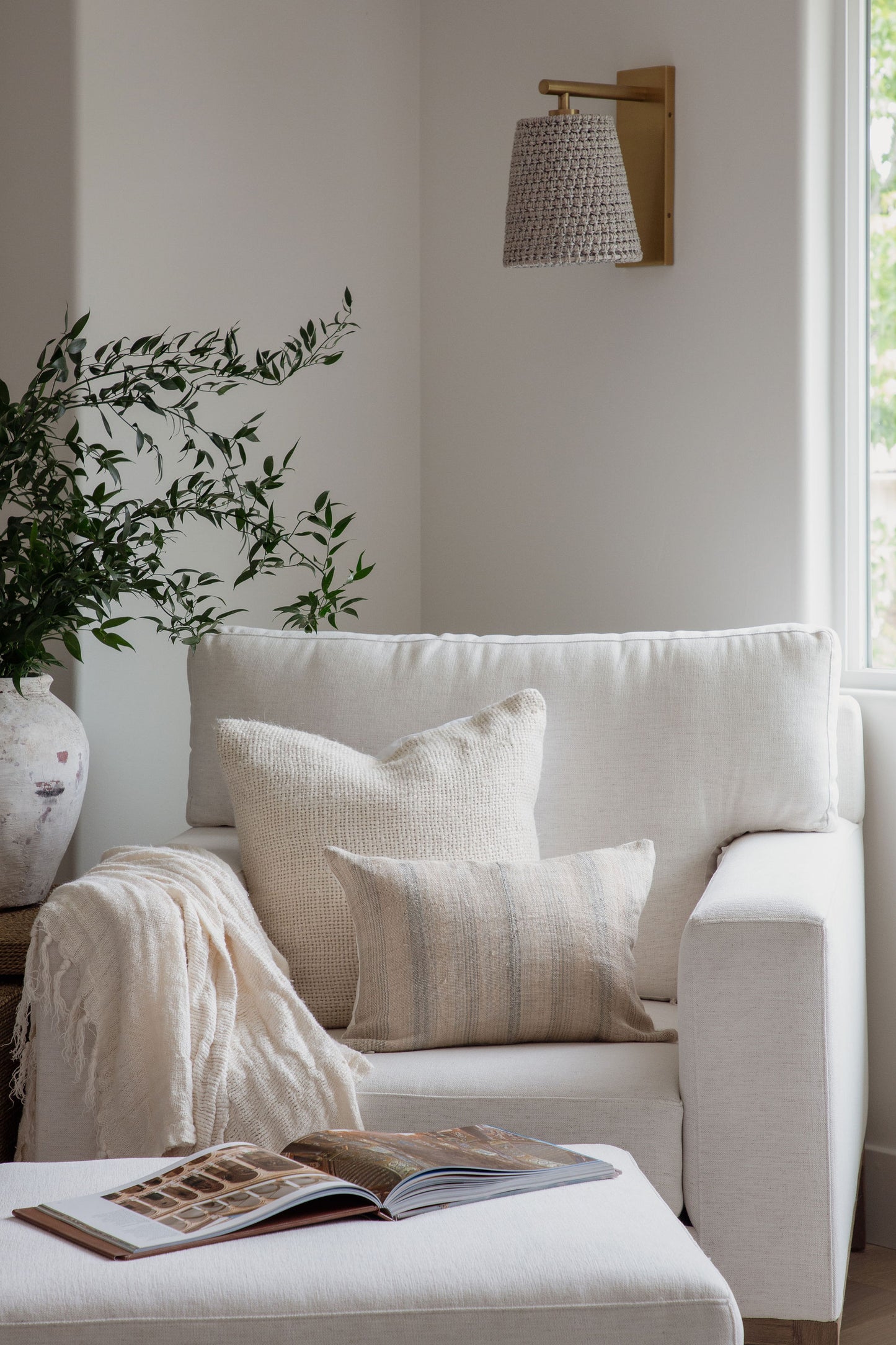 Cream Linen Throw