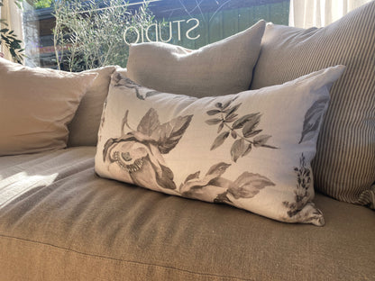 Peony Linen Lumbar Pillow 16x22