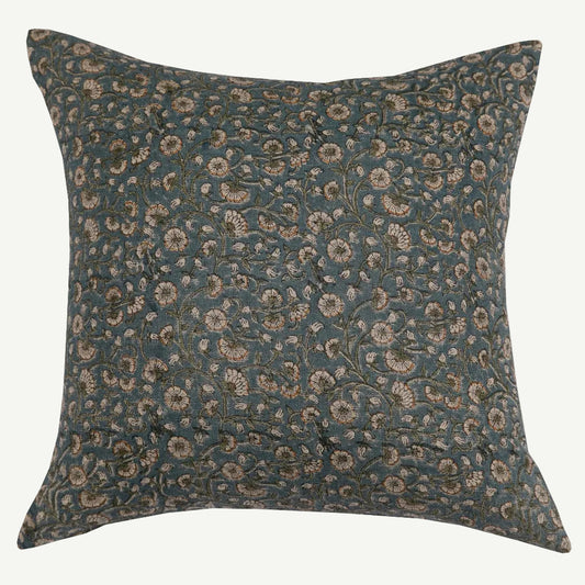 Blue Floral Pillow 22"