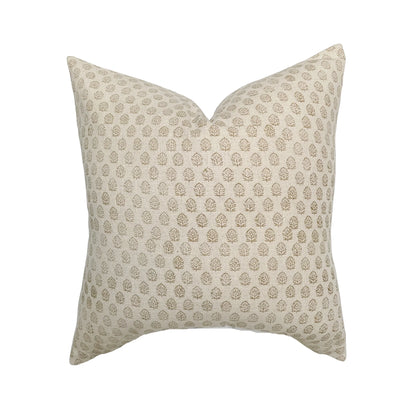 Ivory Floral Handblock Pillow