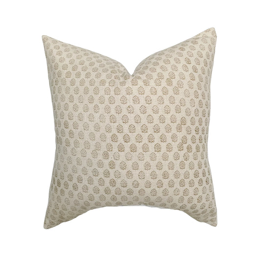 Ivory Floral Handblock Pillow