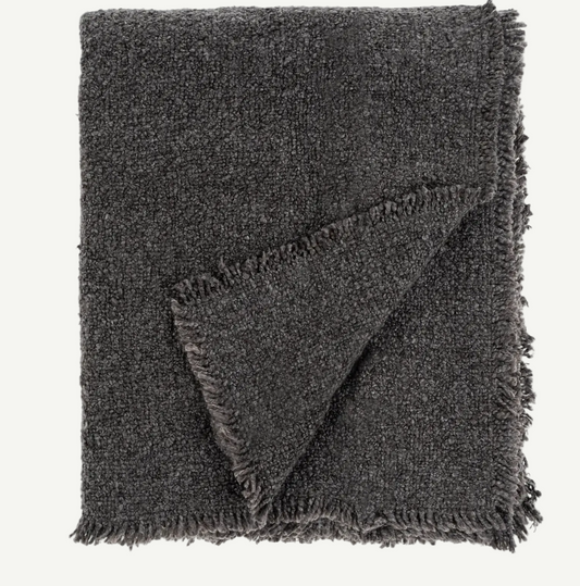 Fringed Boucle Bed Blanket