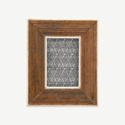 Hand-Carved Photo Frame with Bone Border