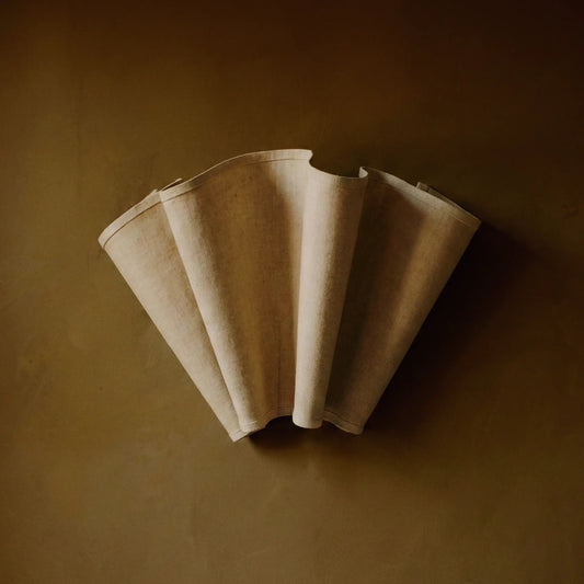 The Feuillet Wall Sconce, Fluted Natural Linen-Texture Shade