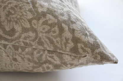 The Cotswold Lumbar Pillow Cover, Warm Gray Tonal Floral Linen