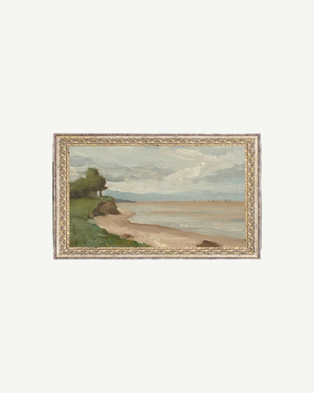 Beach Near Etretat Framed Antique Art
